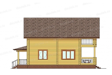 Проект деревянного дома с большим балконом DTW0018