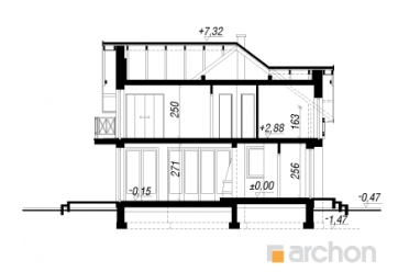 Проект двухэтажного дома с мансардой 25 на 9 м DT0465