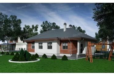 Проект небольшого дома с террасой 16 на 10 DT0539