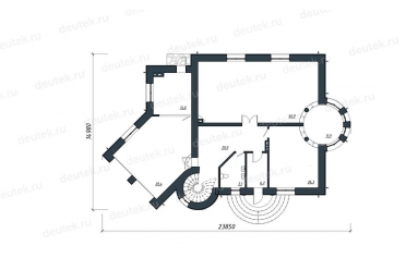 Проект сказочного дома с круглым эркером DT0596