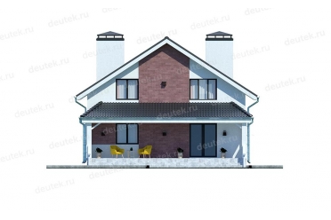 Проект дома с террасой и балконом 11х11 DT0597
