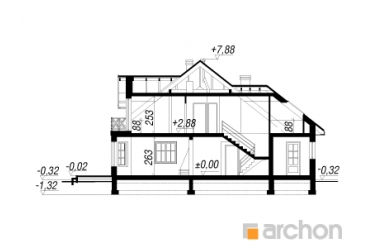 Проект дома с гаражом и террасой 14х14 DT0616