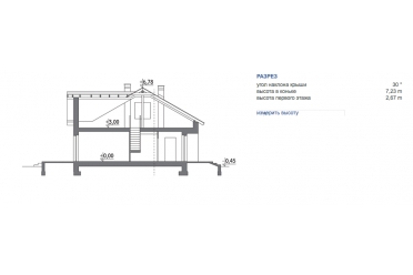 Проект дома с мансардой и двухскатной крышей DTM86