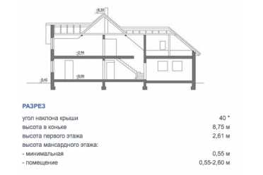 Проект двухэтажного дома с гаражом и мансардой DTM231