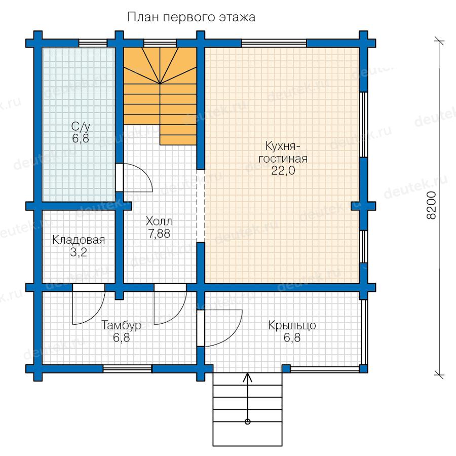 Планировка деревянного дома 8 на 8